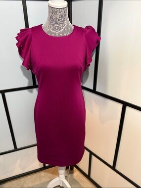 Tommy Hilfiger Purple Ruffle-Sleeve Mini Dress